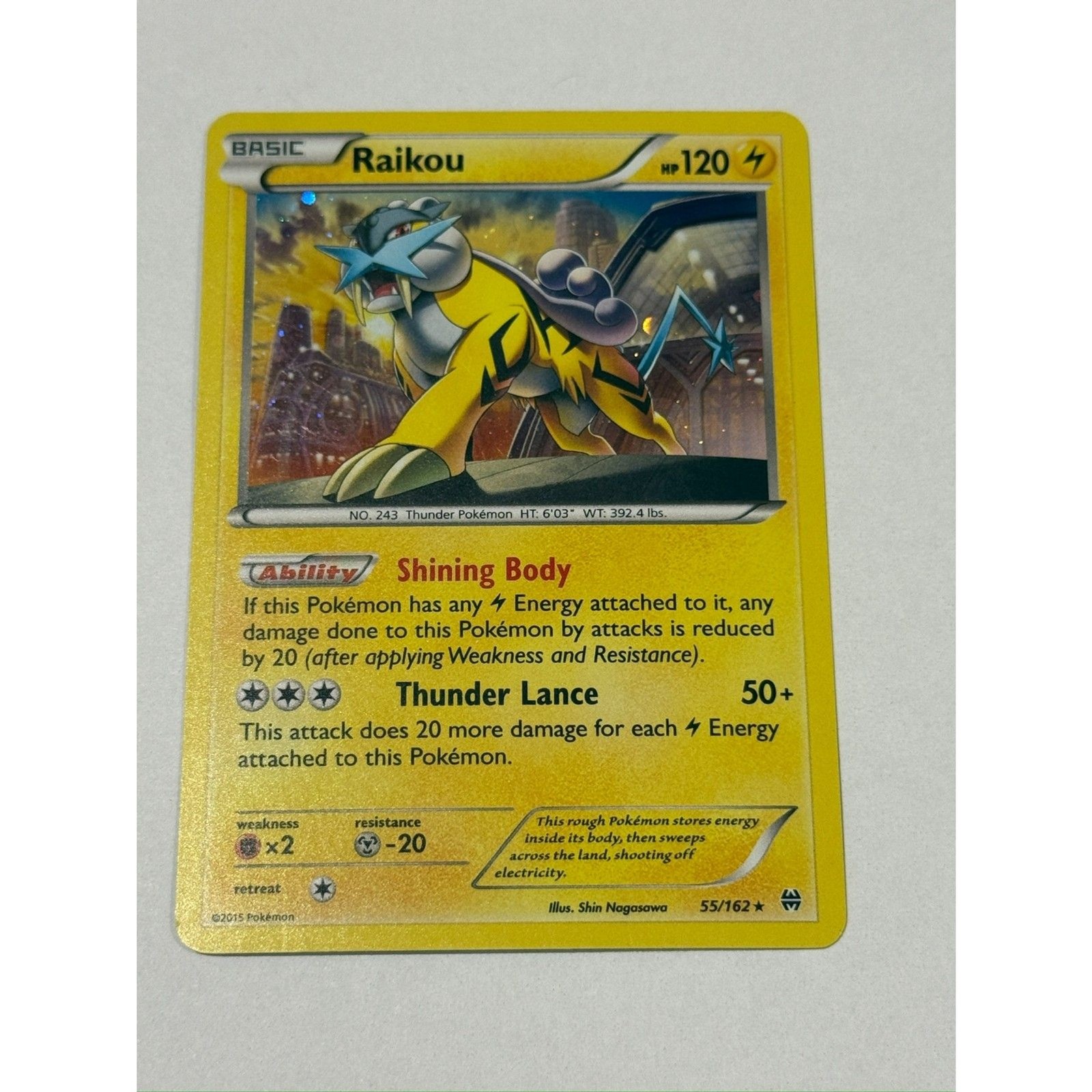 Pokemon TCG Raikou Holo Rare 55/162 XY Breakthrough Cosmos Holo LP