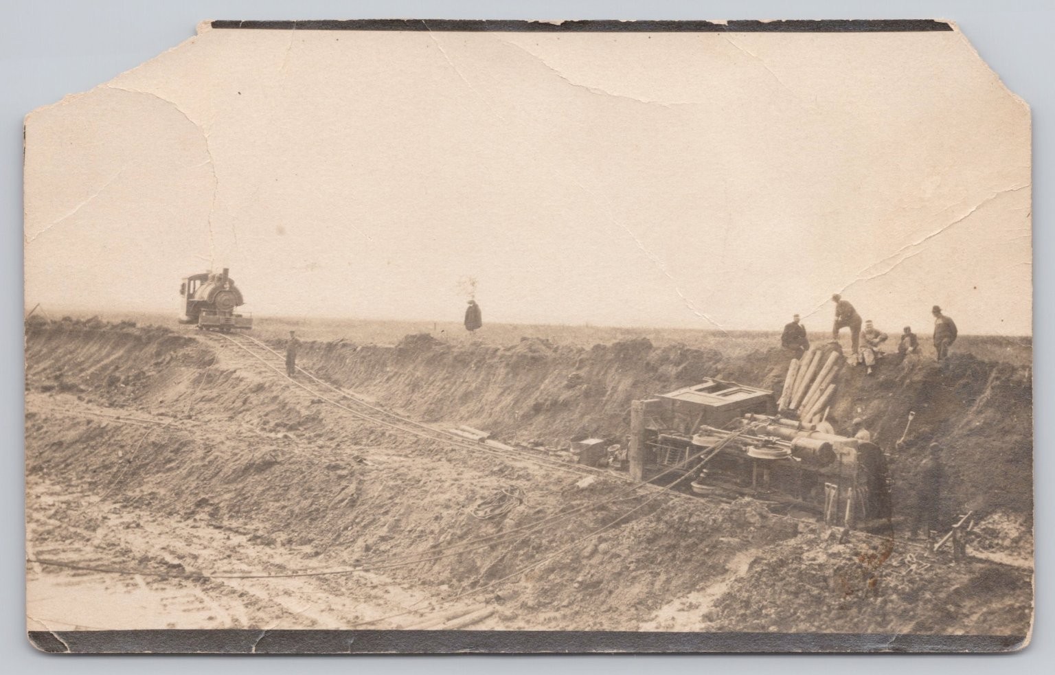 Vintage Real Photo Postcard Train Derailment Wreck Scene Early 1900s RPPC
