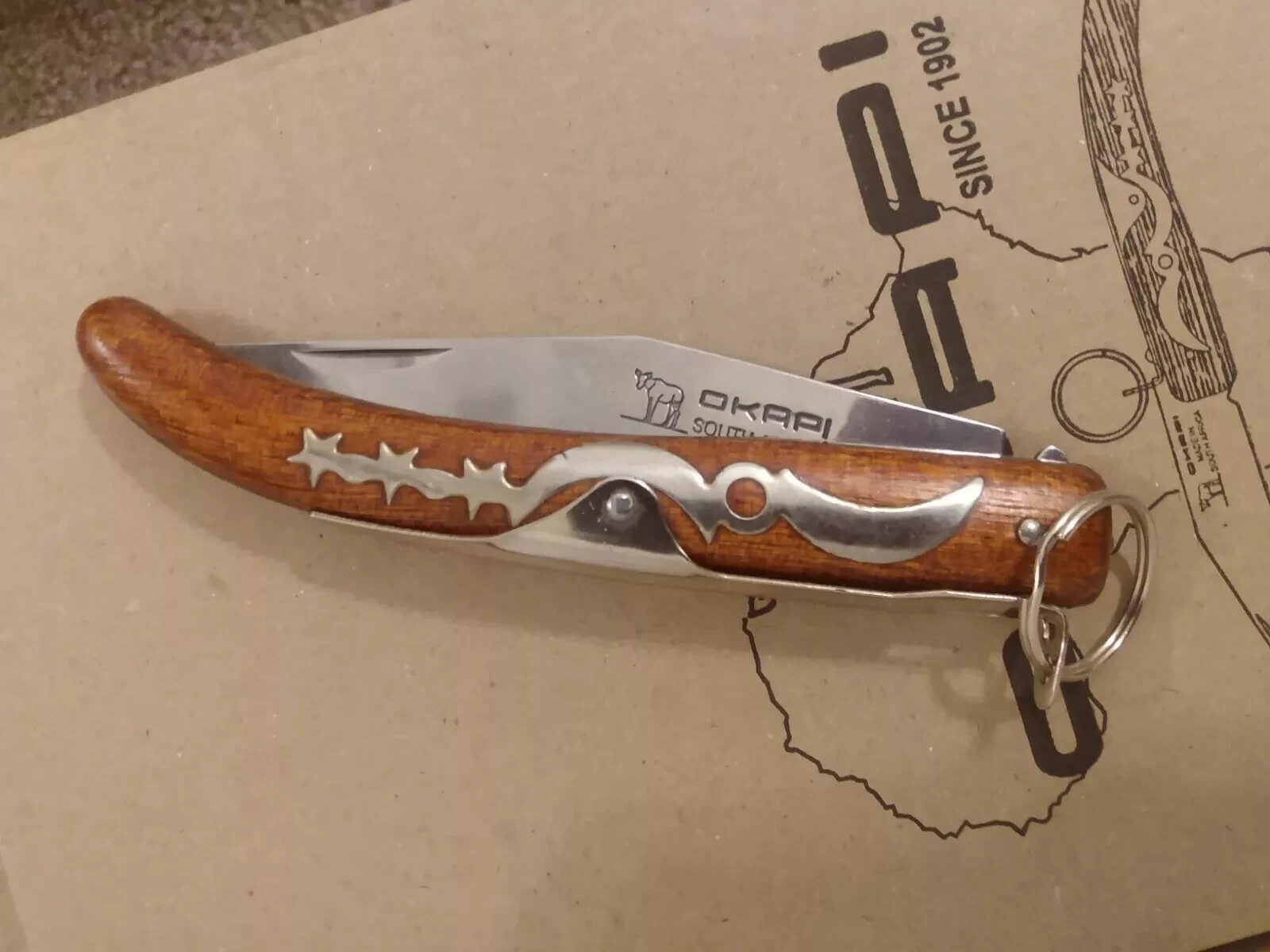 PREMIUM ORIGINAL Okapi LOCK RING Knife 907E South Africa Carbon Steel
