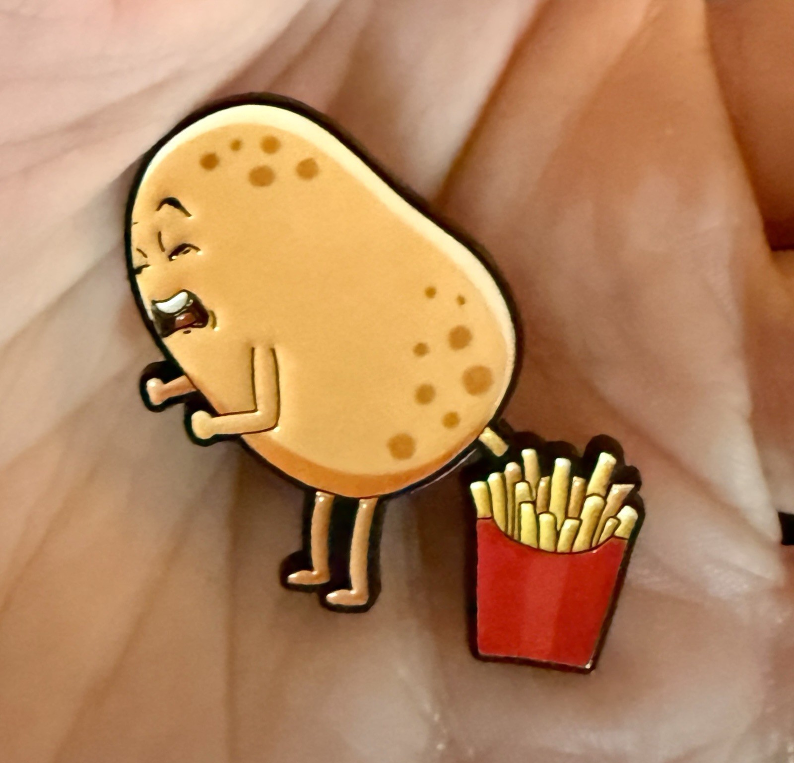 Funny Potato Pooping Out French Fries 1.5” Enamel Pin 