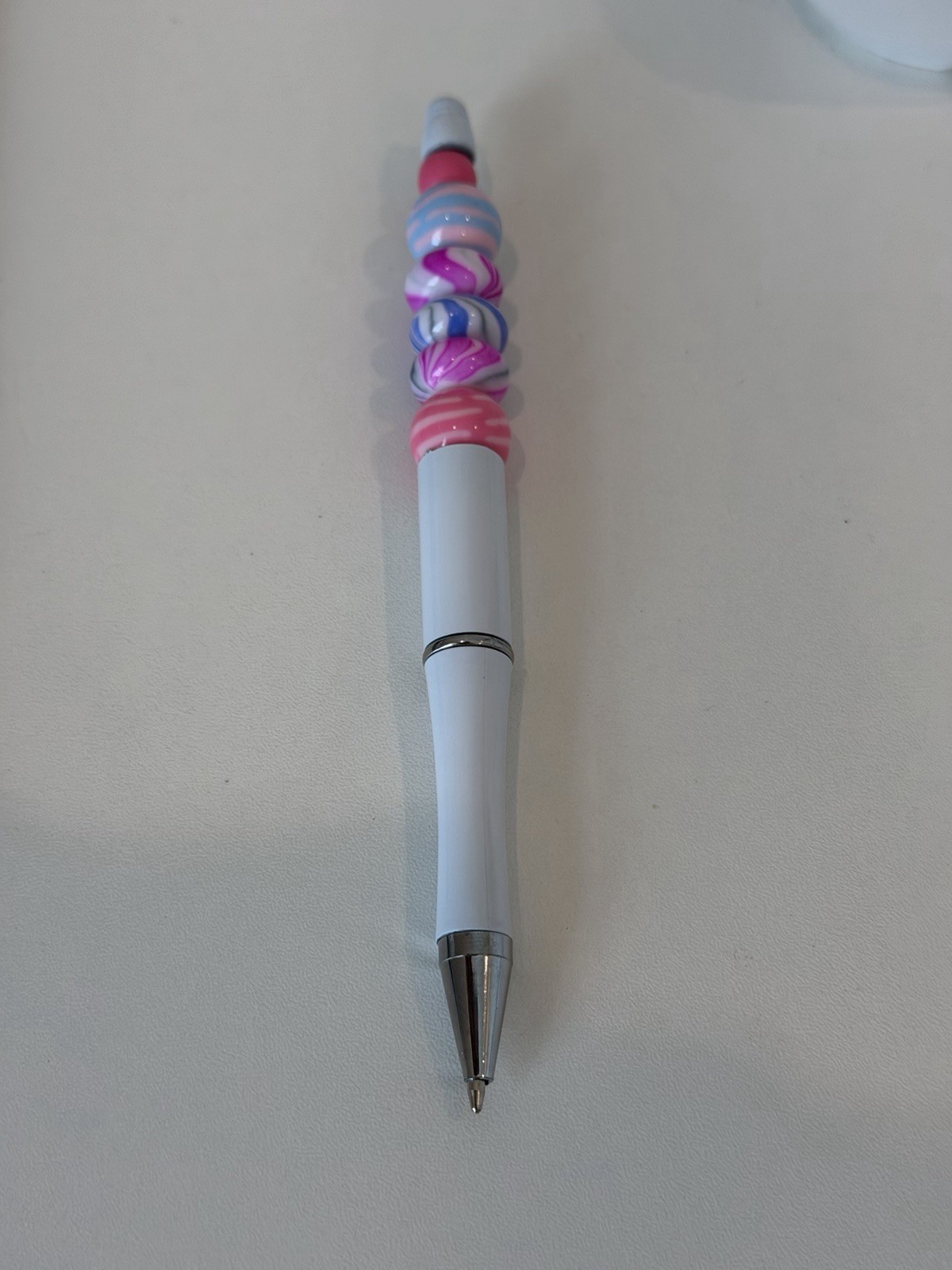 Handmade Pink Blue Swirl Beaded Retractable Ballpoint Pen Handmade Pink Blue Swirl Beaded Retractable Ballpoint Pen