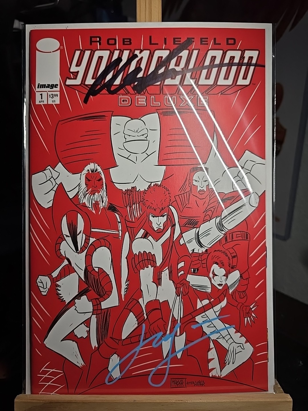 YOUNGBLOOD DELUXE 1 SIGNED ROB LIEFELD & JUSTIN HARDER COA WHATNOT EXCLUSIVE .