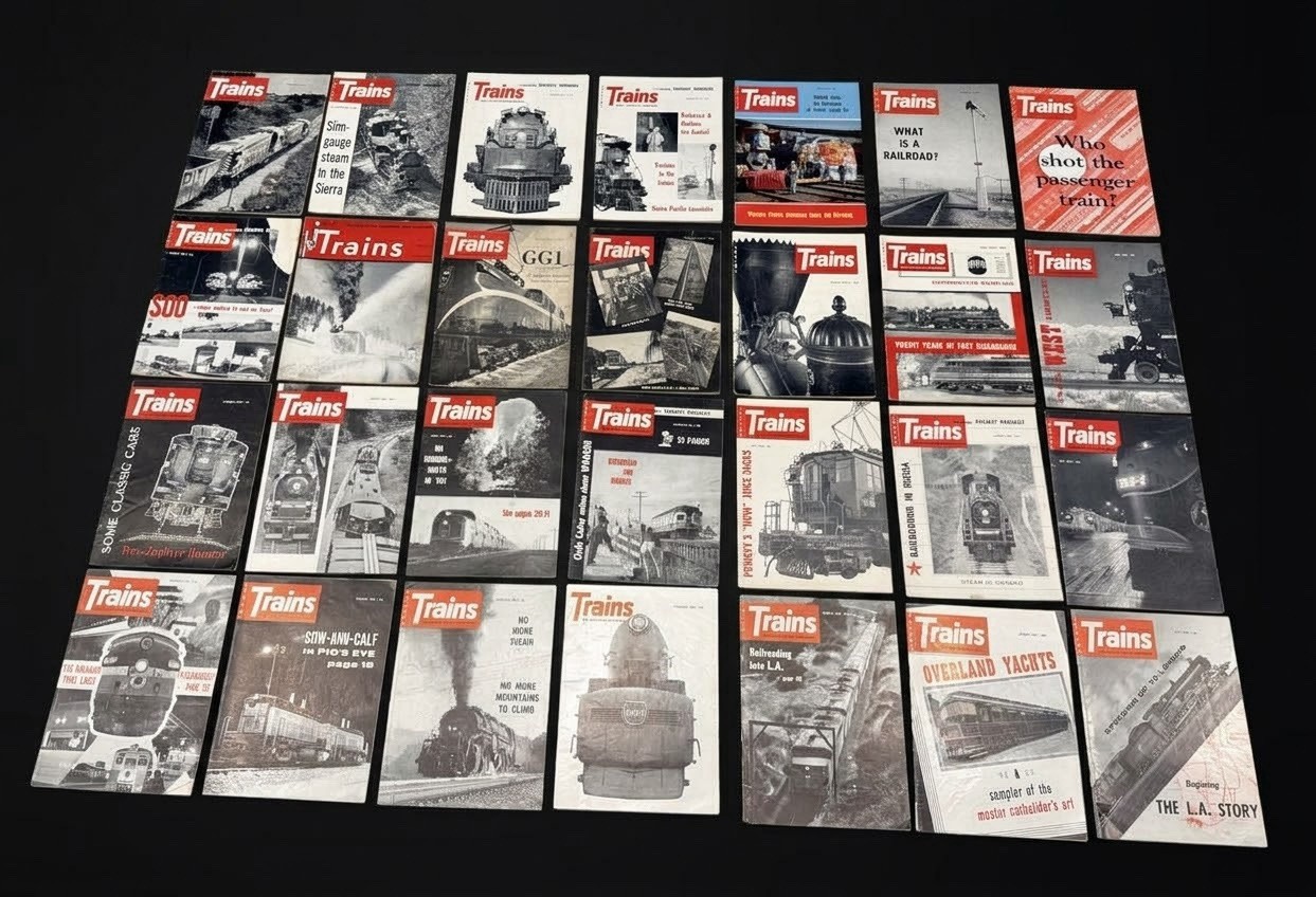 Trains Magazine Lot of 28 Railroad Steam Diesel Locomotives