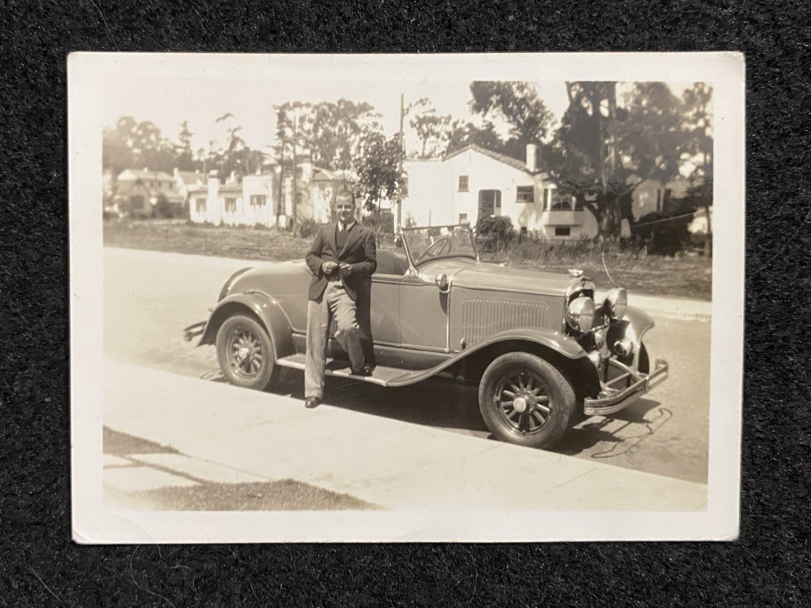 Handsome Man With Automobile Car 1934 California CA Antique Snapshot Photo
