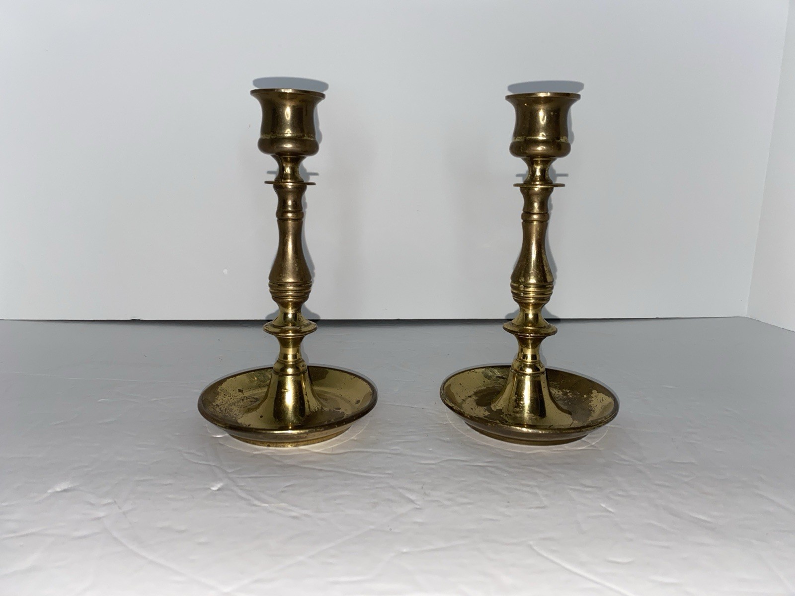 Vintage Made in England Brass Patina Candlestick 6.5\ Vintage Made in England Brass Patina Candlestick 6.5\