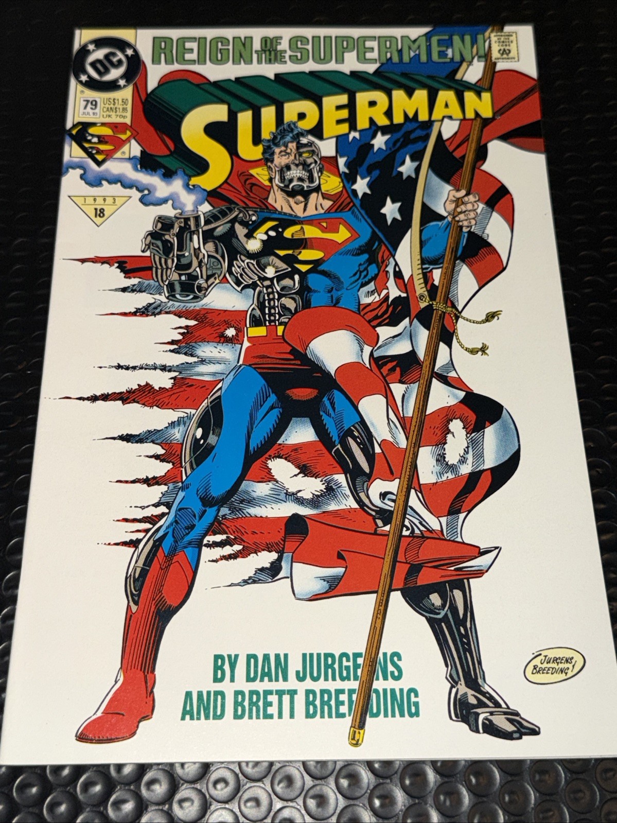 Superman #79 Newsstand (1993) Reign of the Supermen Cyborg Cover DC Comics - NM