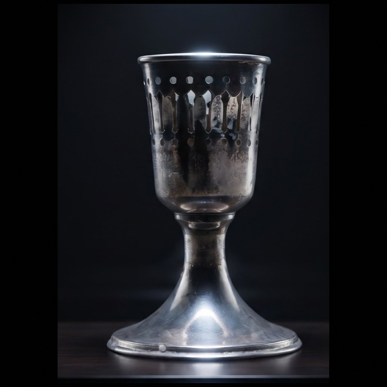 Vintage Sterling Silver Pierced Cutout Kiddush Cup Goblet Chalice Judaica 23g