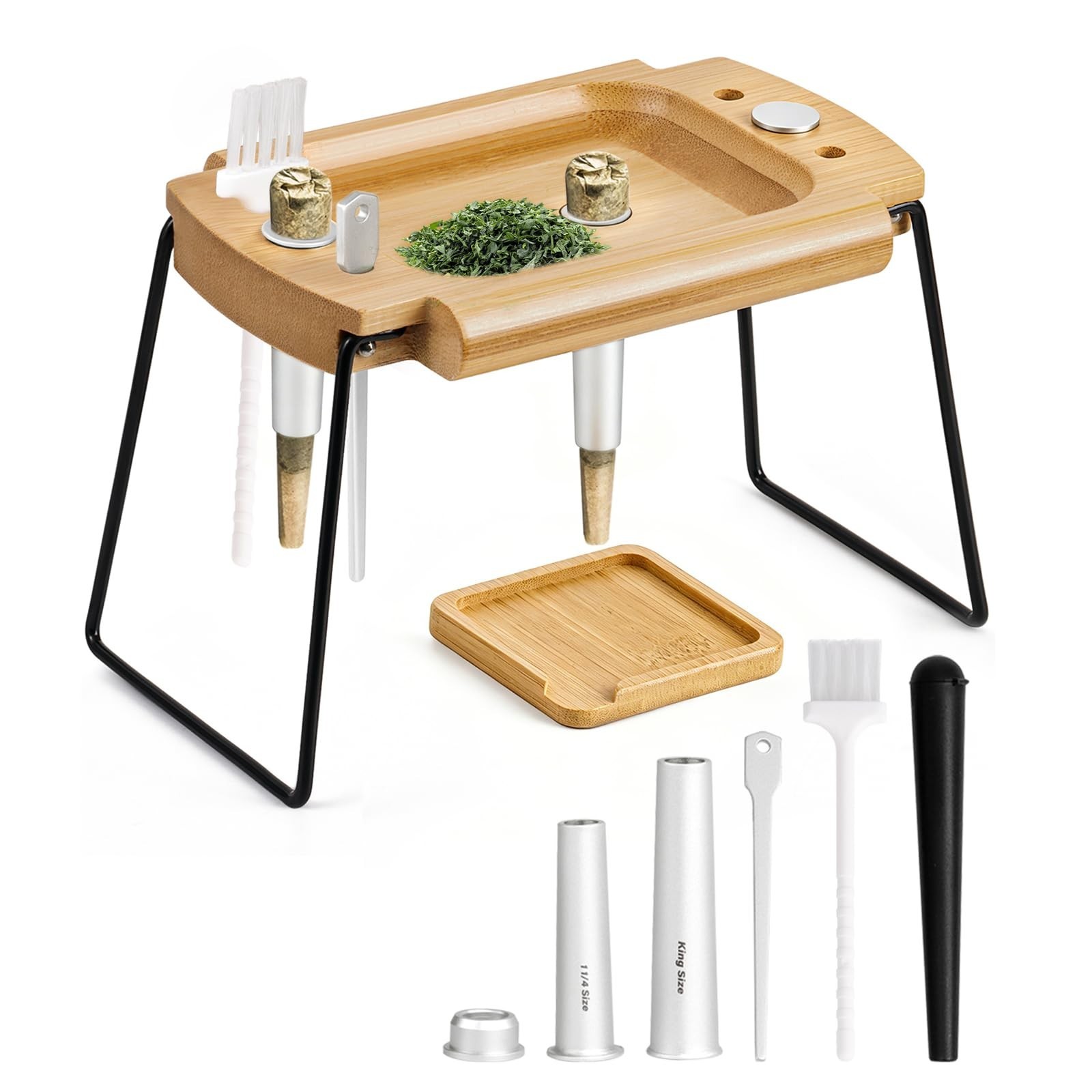 Foldable Wooden Rolling Tray Set with Cone Loader, Cone Filler - Rolling Tray... Foldable Wooden Rolling Tray Set with Cone Loader, Cone Filler - Rolling Tray...