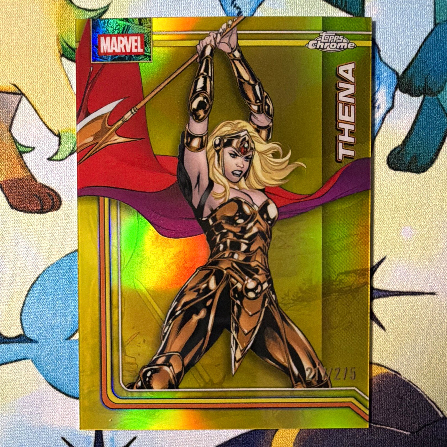 Topps 2021 Topps Chrome Marvel Thena #176 Gold Refractor /25 Serial Numbered