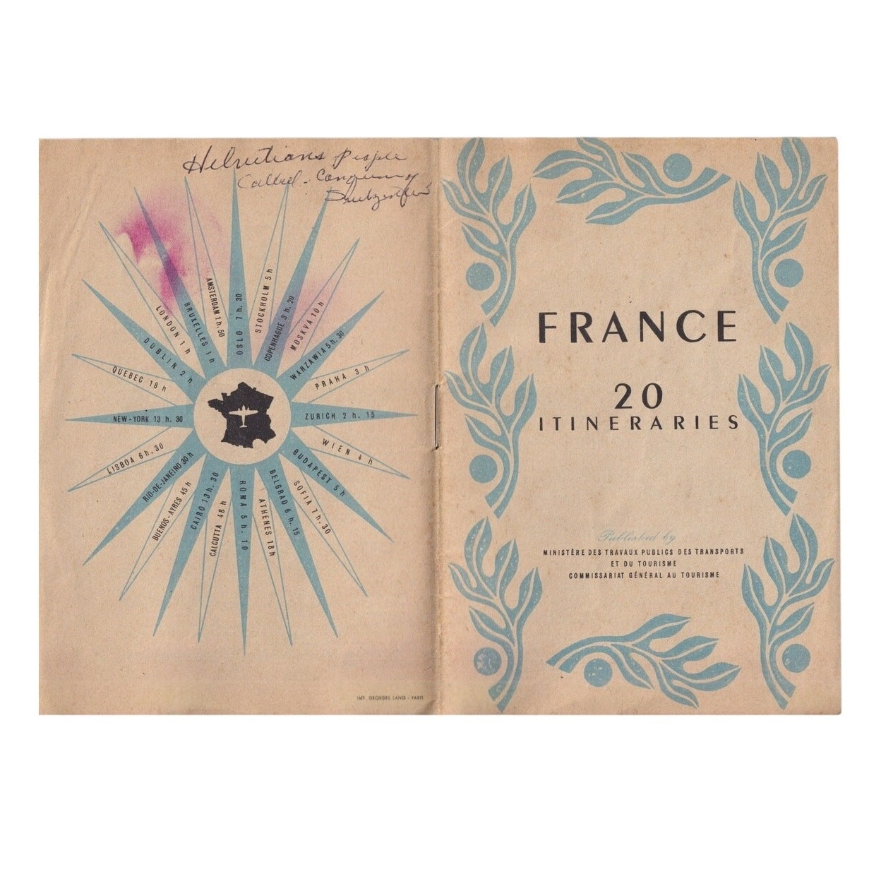 Vintage France 20 Itineraries Travel Booklet Tourism Guide Ephemera Journal