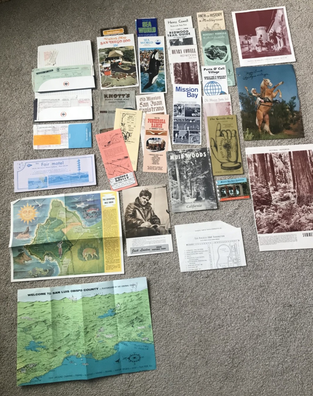 Big Lot of Vintage California Travel Ephemera Maps Brochures Poster & More NICE