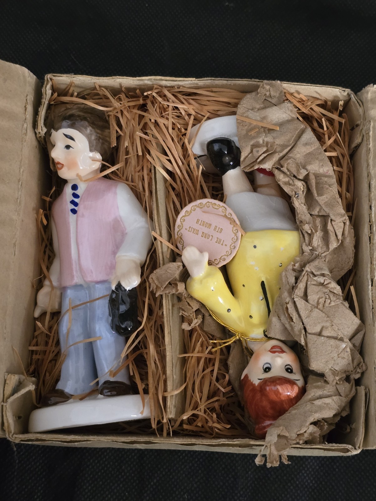 Vintage Enesco Japan Figurine Set The Long Wait 6th Month Pregnancy Box Tag NIB