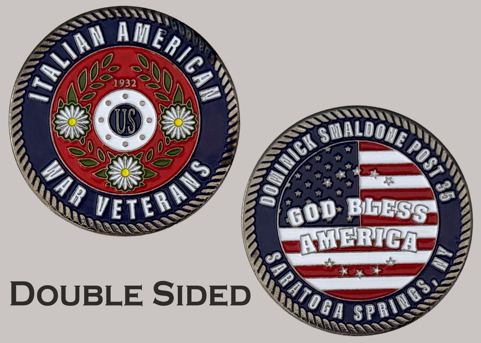 Italian American War Veterans Dominick Smaldone Post 35 Challenge Coin  J#42
