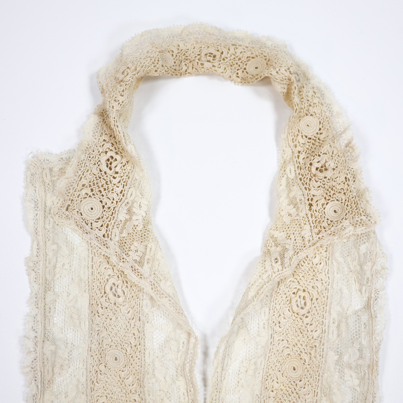 Antique Edwardian Victorian Lace Collar Shirt Front Delicate Needle Pattern Antique Edwardian Victorian Lace Collar Shirt Front Delicate Needle Pattern