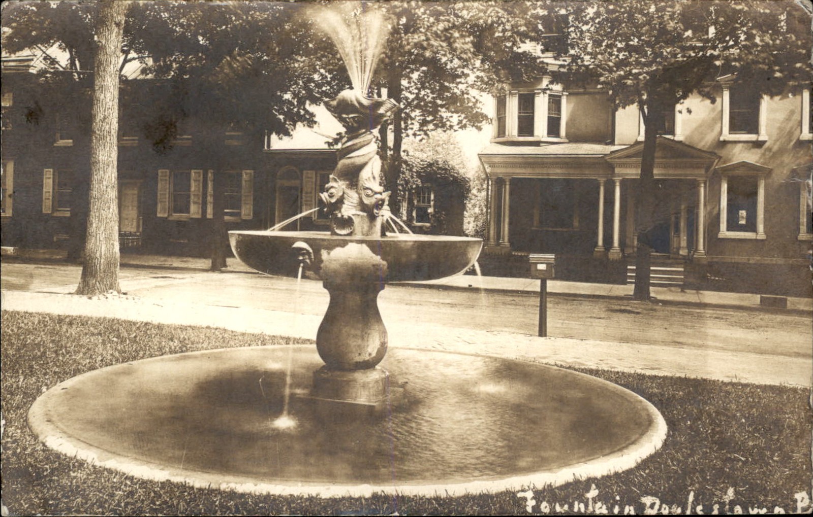 Doylestown Pennsylvania PA Fountain c1900s-10s Real Photo Vintage Postcard bhn