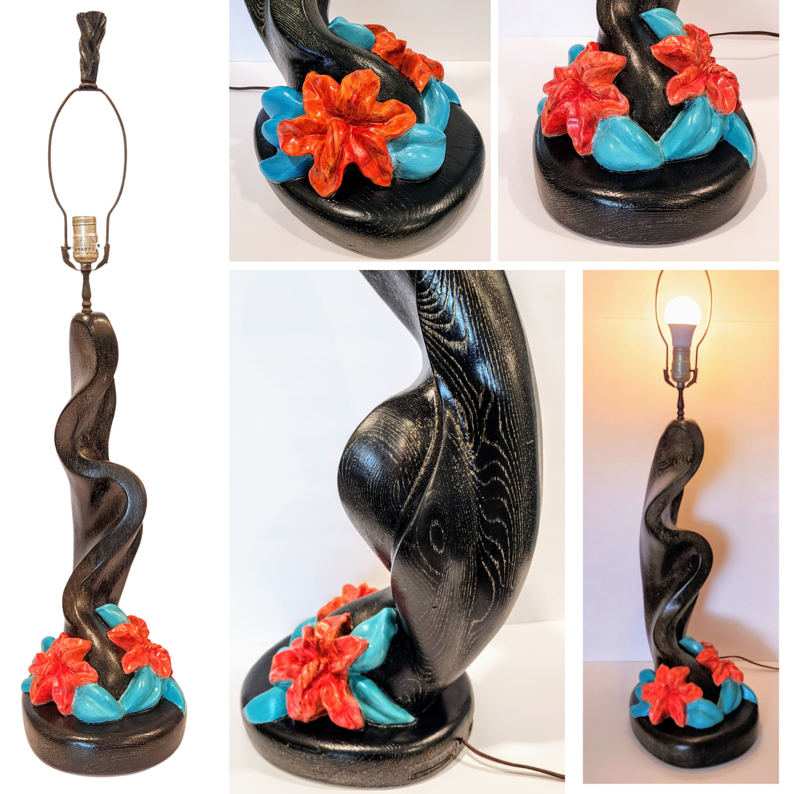Vtg 1951 REGLOR OF CALIFORNIA Freeform ChalkWare Table Lamp MCM Retro Tropical