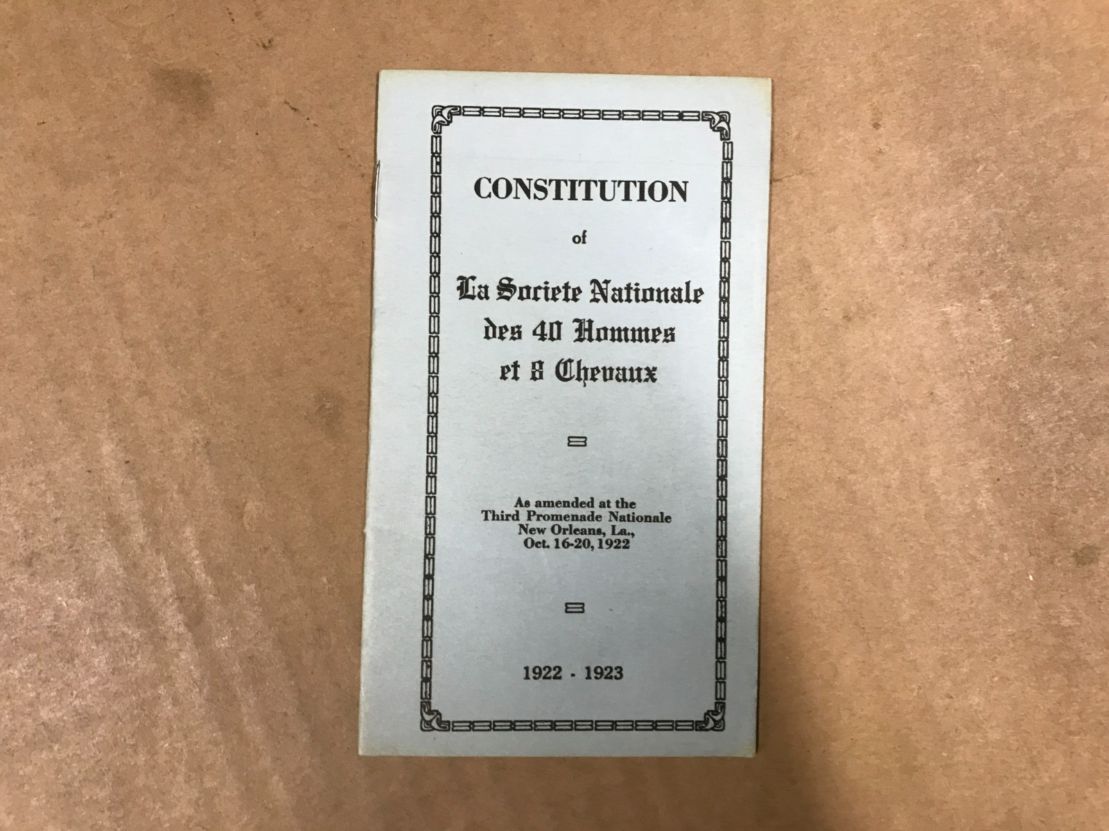 VTG Constitution Of The National Society Of The 40 Men & 8 Horses - 1922-23 VTG Constitution Of The National Society Of The 40 Men & 8 Horses - 1922-23