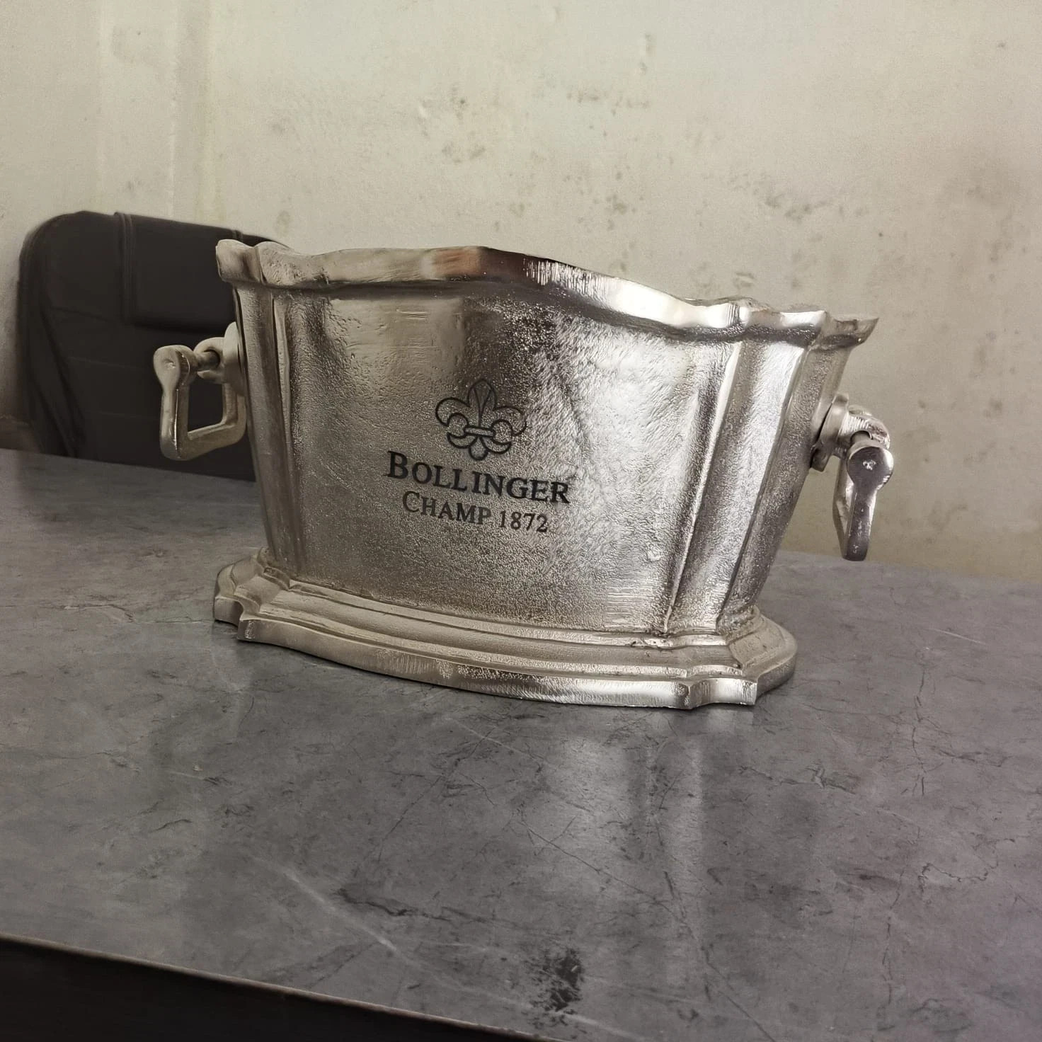 Silver Wine Cooler BOLLINGER CHAMP 1872 TROPHY FOR WINNERS ONLY ICE BUCKET