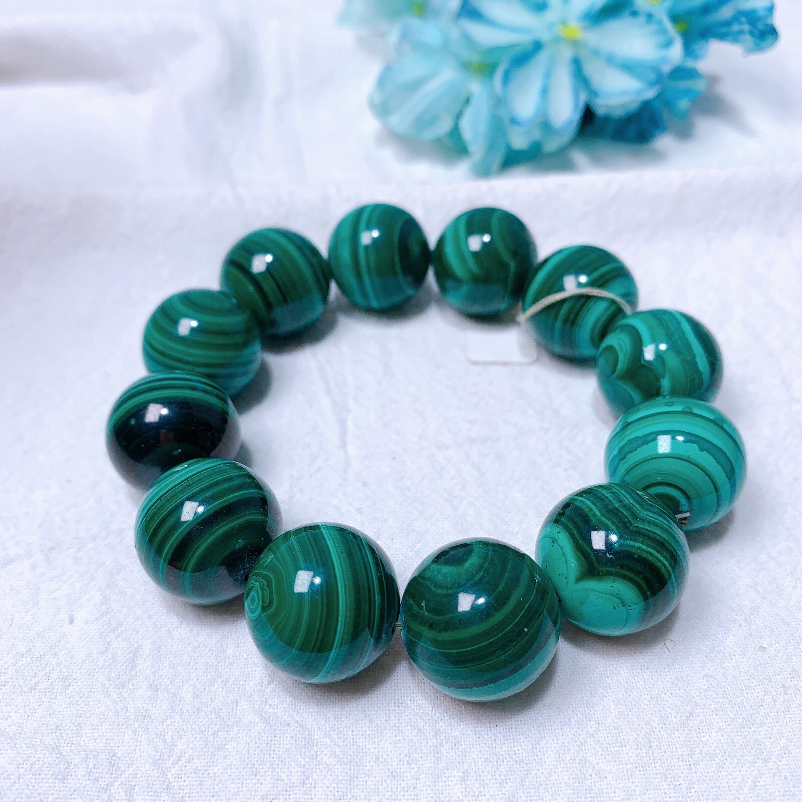 1pc 20mm Natural Malachite bracelet Crystal Round Bead Bracelet Healing
