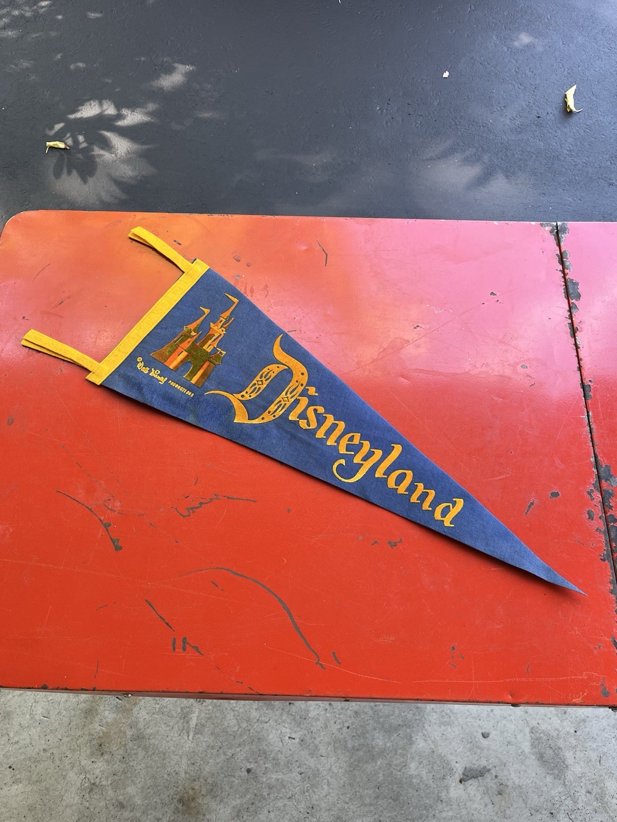 Vintage 1960’s Disneyland Felt Pennant Castle Picture Blue And Gold Color