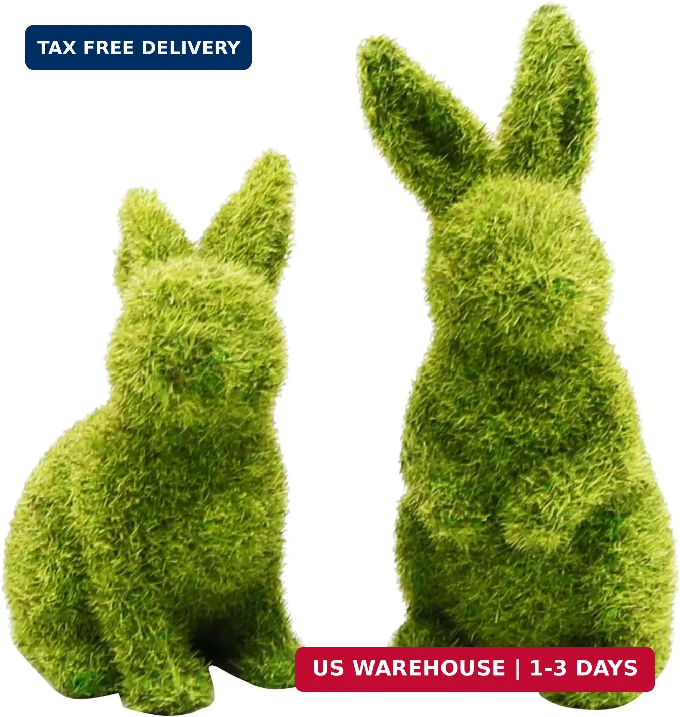 2Pcs Easter Moss Bunny Figurine, Flocked Rabbit Statue Figurine, Green Imitation 2Pcs Easter Moss Bunny Figurine, Flocked Rabbit Statue Figurine, Green Imitation