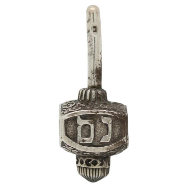 Vintage Solid Silver Hanukkah Dreidel with Hebrew Lettering Vintage Solid Silver Hanukkah Dreidel with Hebrew Lettering