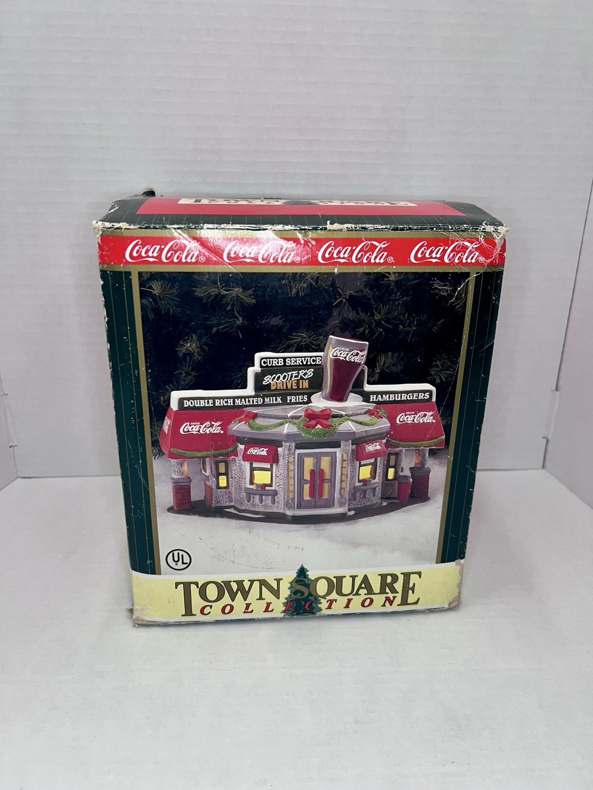 : Vtg 1996 Coca Cola Town Square Scooters Drive In Village Lighted New Open Box : Vtg 1996 Coca Cola Town Square Scooters Drive In Village Lighted New Open Box