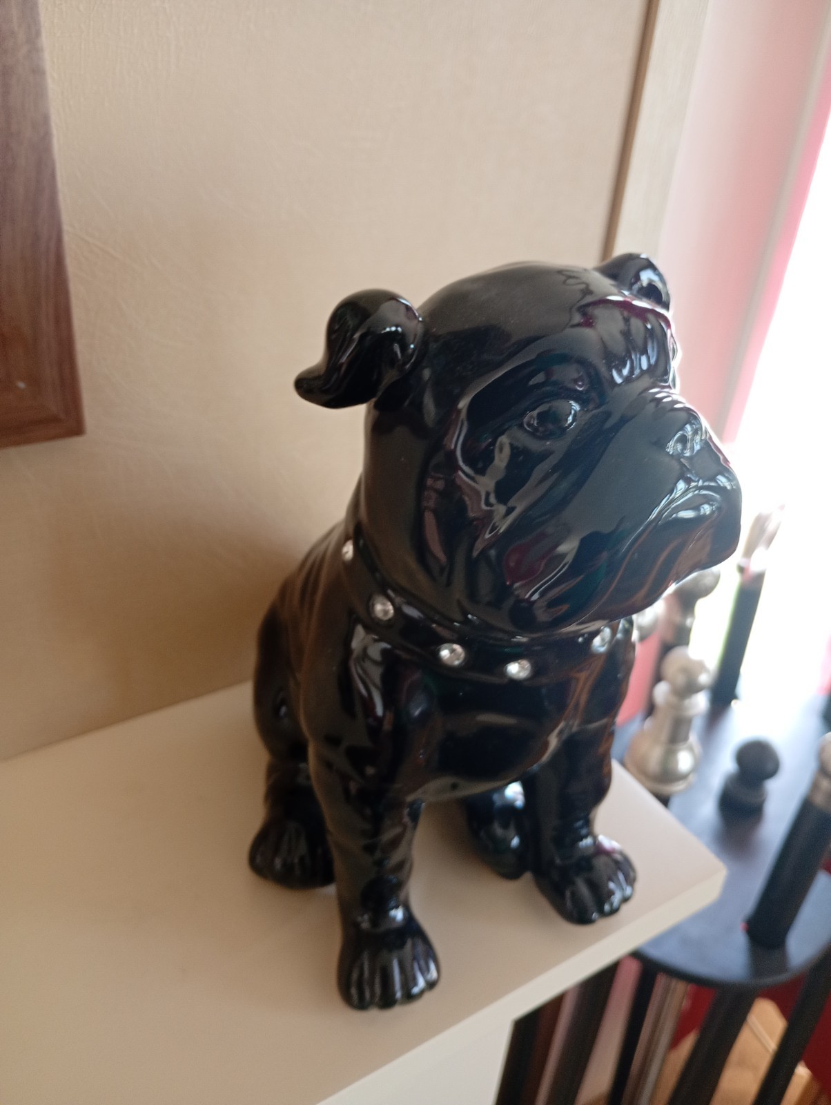 Beautiful Black Glossy Ceramic British BULLDOG Figurine 8x5 Inches Great Con Beautiful Black Glossy Ceramic British BULLDOG Figurine 8x5 Inches Great Con