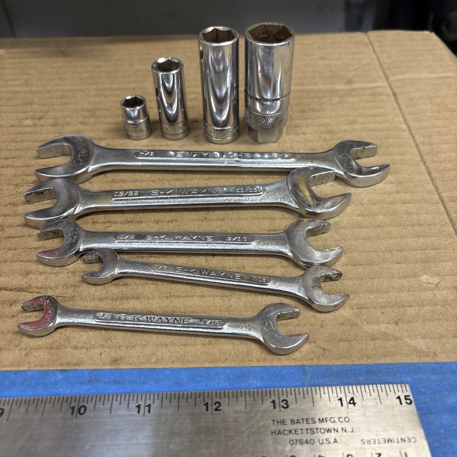 Vintage S-K 4 Open End Wrenches, & 4 6 Pt. Sockets SAE USA 8 Piece Lot Vintage S-K 4 Open End Wrenches, & 4 6 Pt. Sockets SAE USA 8 Piece Lot