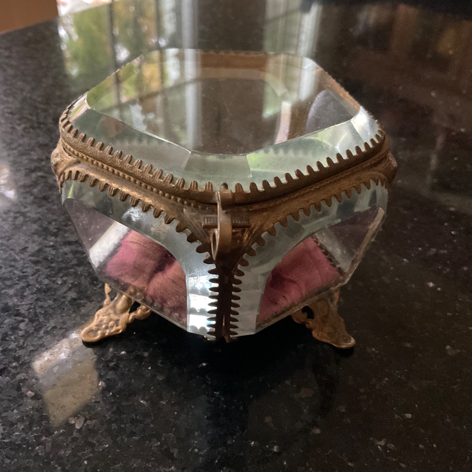 Antique Victorian French Ormolu Brass Jewelry Casket