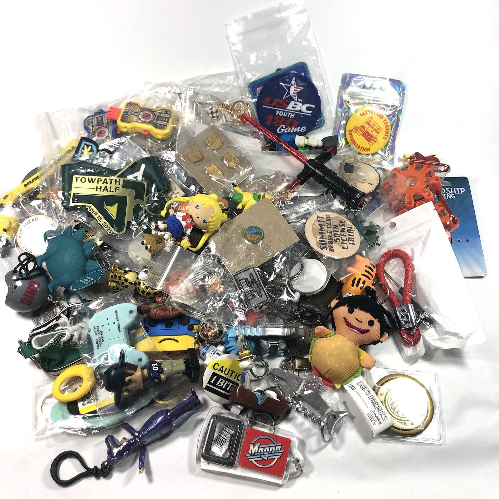 Keychain Buttons Pins Lot New & Vintage Mix Clean 6+ Pounds Keychain Buttons Pins Lot New & Vintage Mix Clean 6+ Pounds