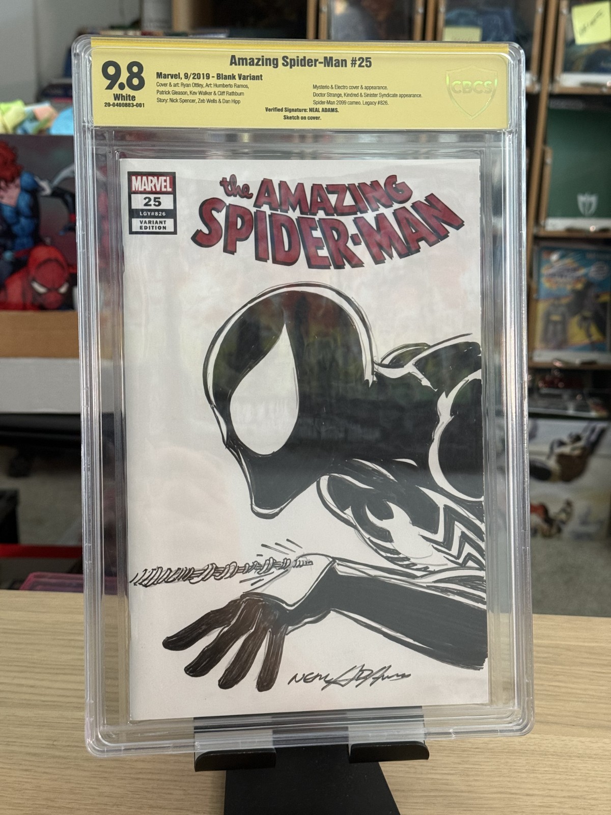 Neal Adams Original Black Suit Spider-Man Sketch Amazing Spider-Man 9.8, not CGC