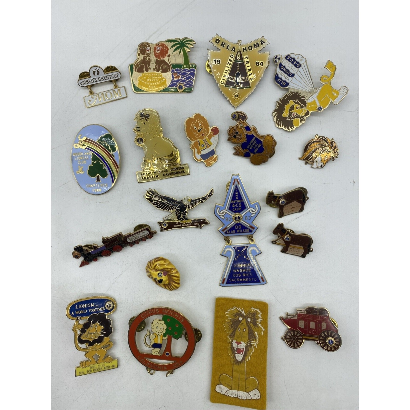 Vintage 1980s Lot of 19 Club Themed Pins Mostly Citrus Heights California Lions