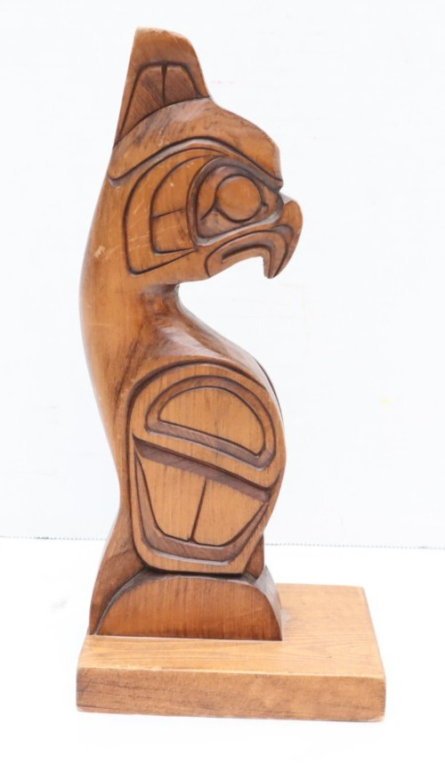 VTG Northwest Coast Antique Totem Pole Kwakiutl Native American Signed 9.75