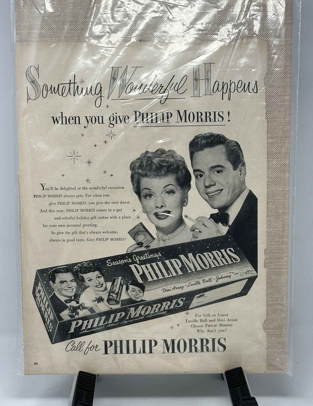 Vintage Cigarette Ads Lot of 2 Lucille Ball Desi Arnaz Ellen Drew 1941 1950s #³