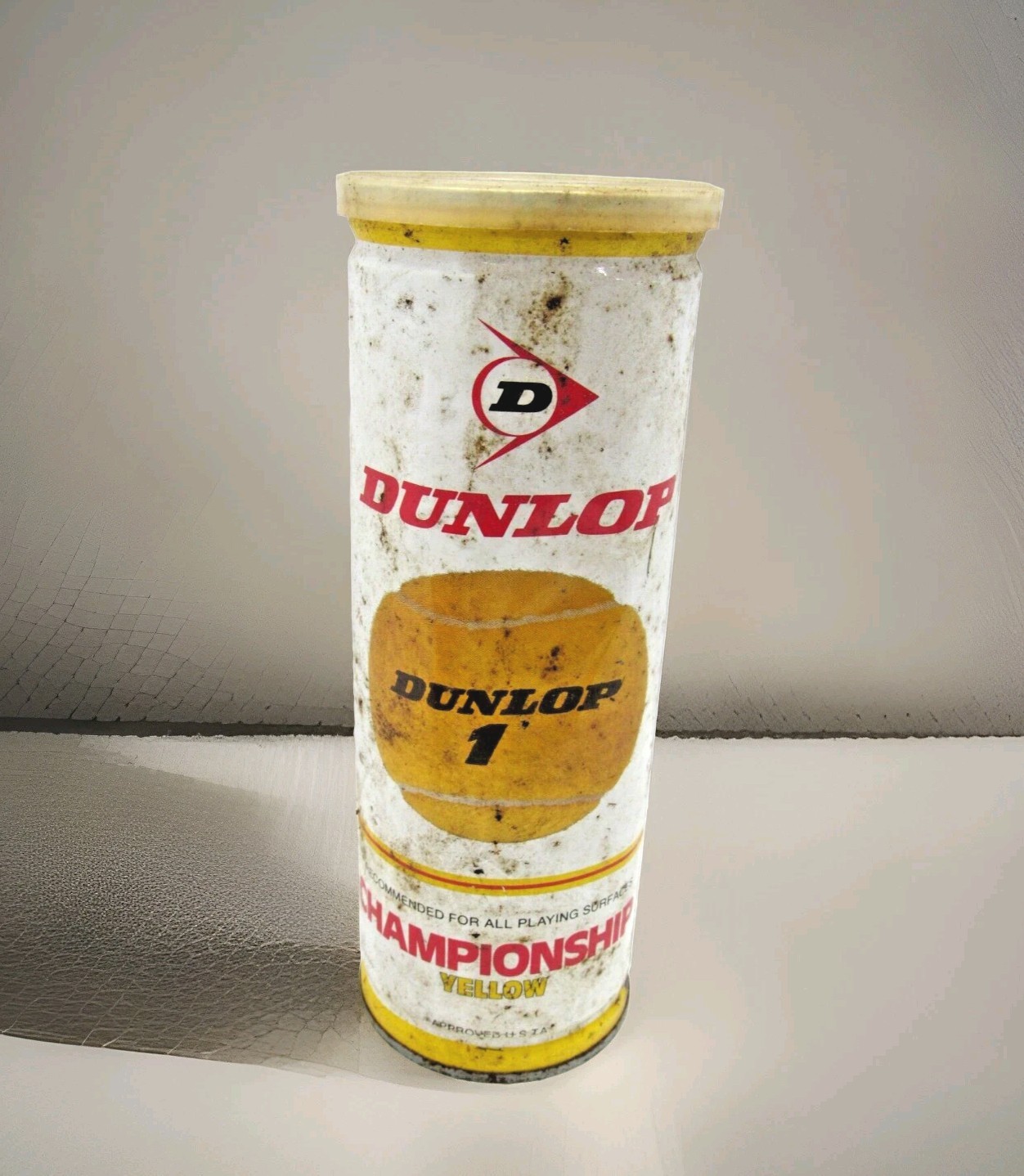 1950\'s Dunlop Championship Yellow Tennis Ball Tin Vintage Collectible (Empty)-gg 1950\'s Dunlop Championship Yellow Tennis Ball Tin Vintage Collectible (Empty)-gg
