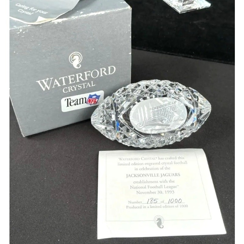 Waterford Crystal Jacksonville Jaguars NFL Football Paperweight CoA #185/1000