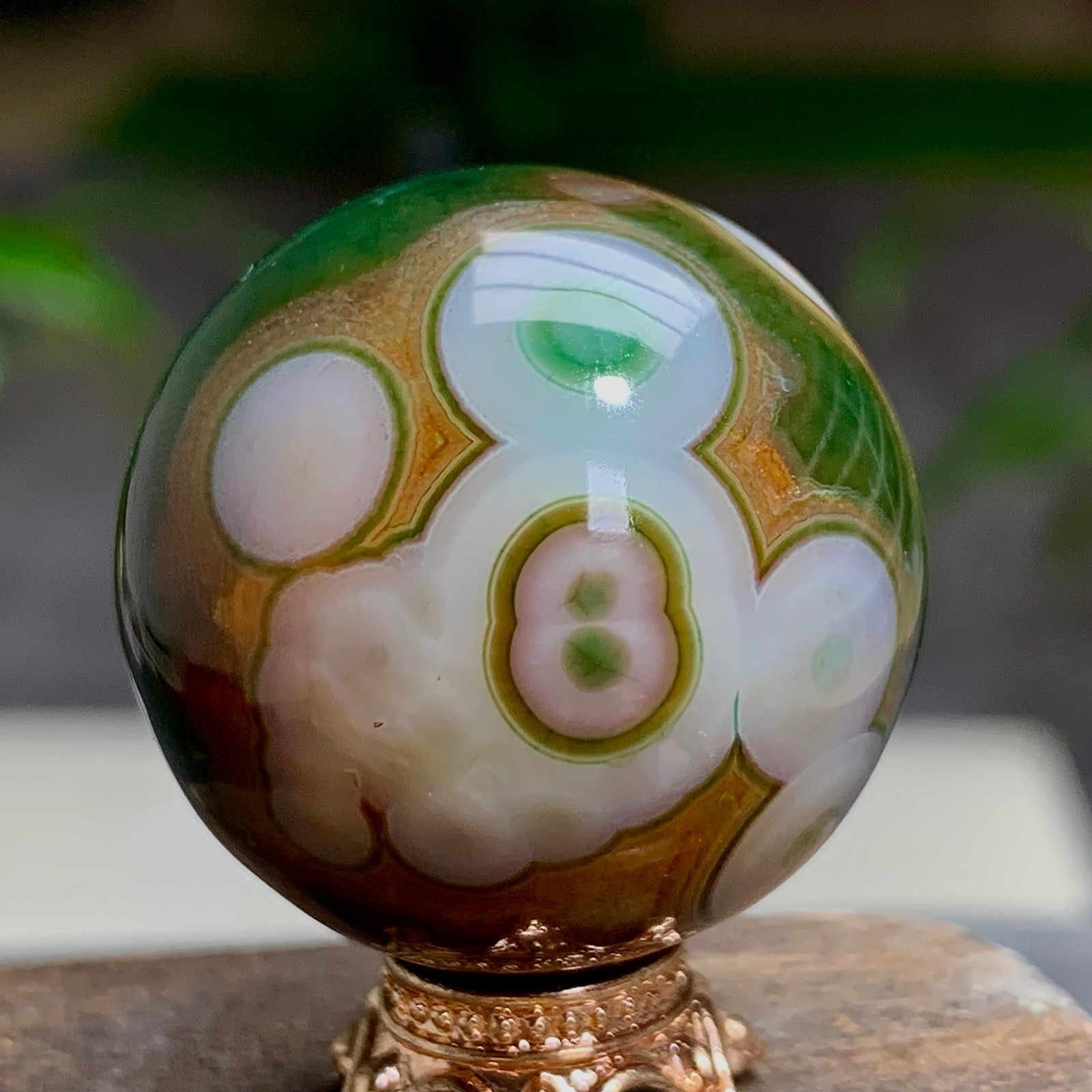 35G Rare Natural Gobi Agate Eye Agate ball/Crystal PalmStone