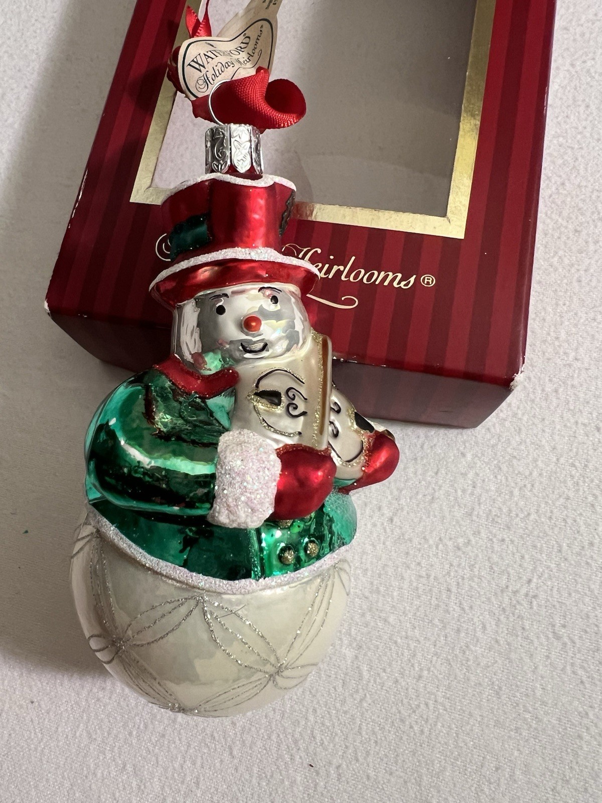 Waterford Violinist Snowman Green Holiday Ornament 2007
