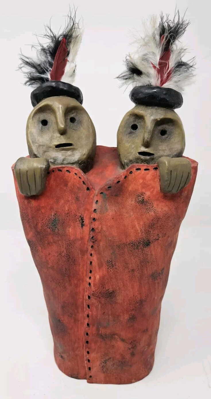 Judy Peele Comanche Tribal Blanket People Pottery Sculpture Limited Edition 12\