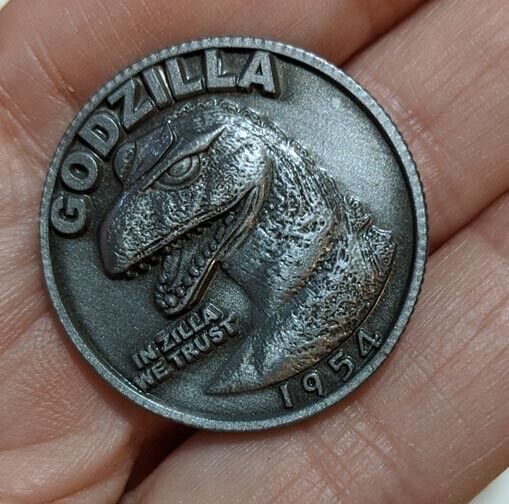 Godzilla Coin 1954 Kaiju Bay In Zilla We Trust Oh No There Goes Tokyo Metal Coin