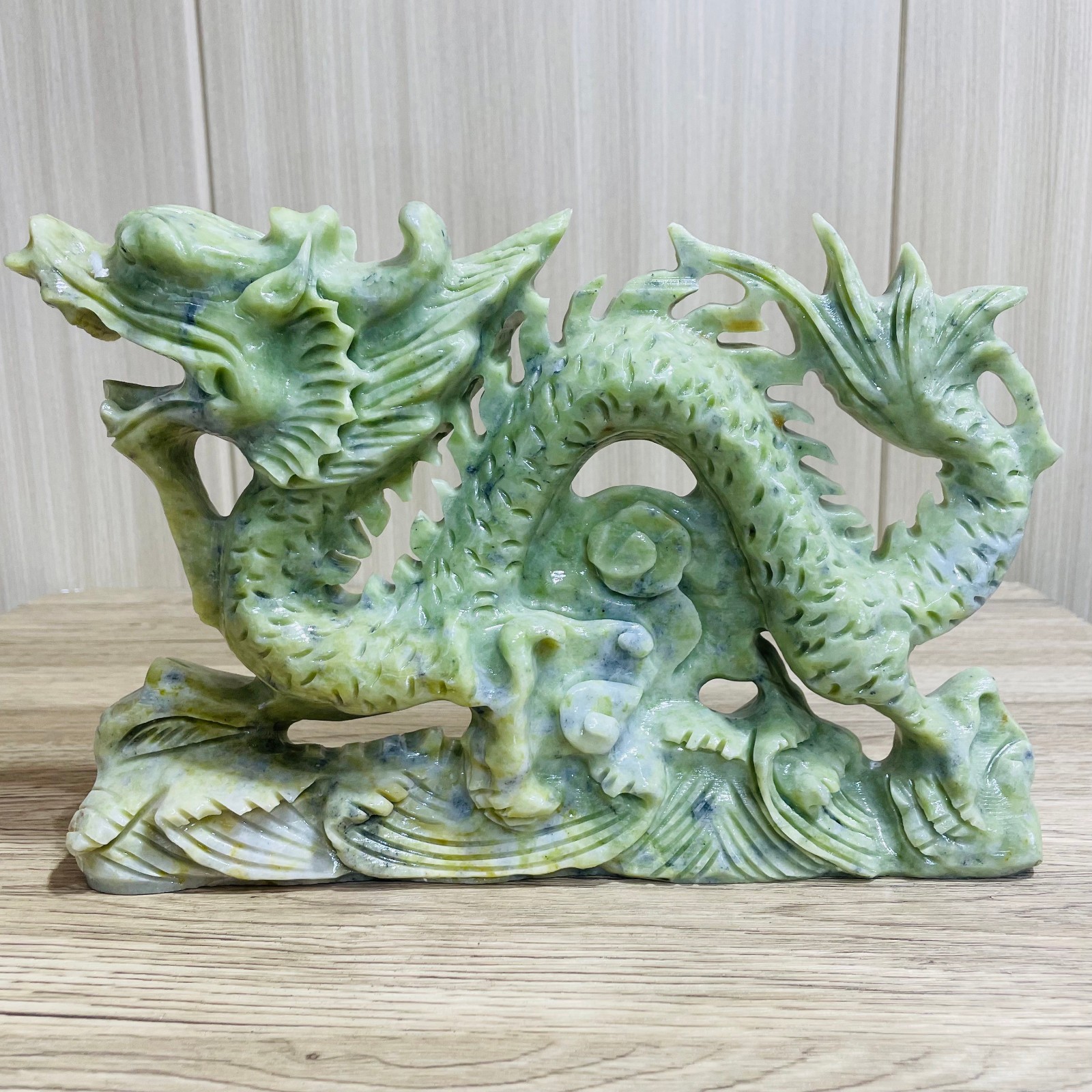 7.1LB TOP Natural Lantian jade quartz hand carved crystal dragon reiki healing