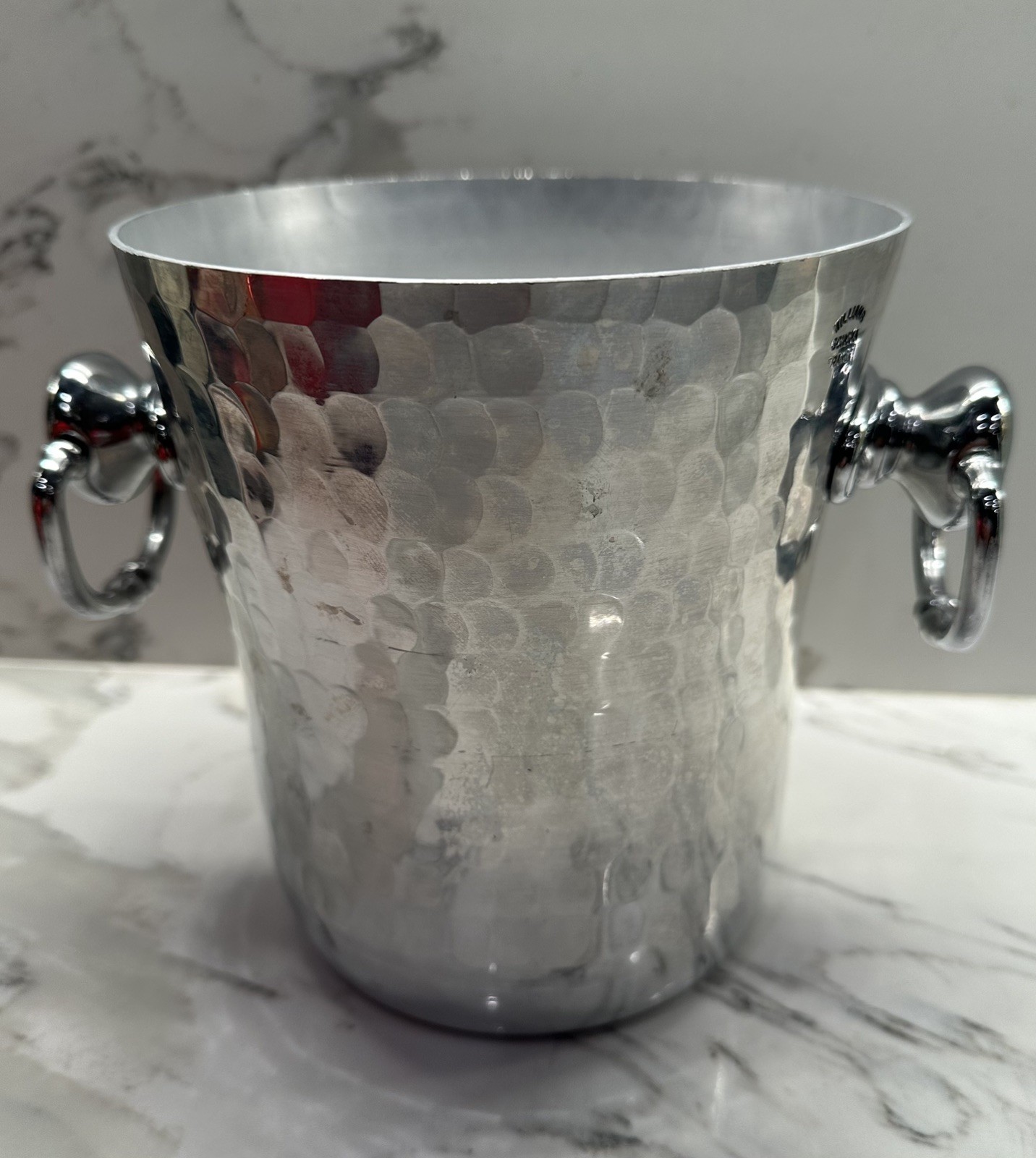 Williams Sonoma Hammered Stainless Steel Ice Bucket Made In France