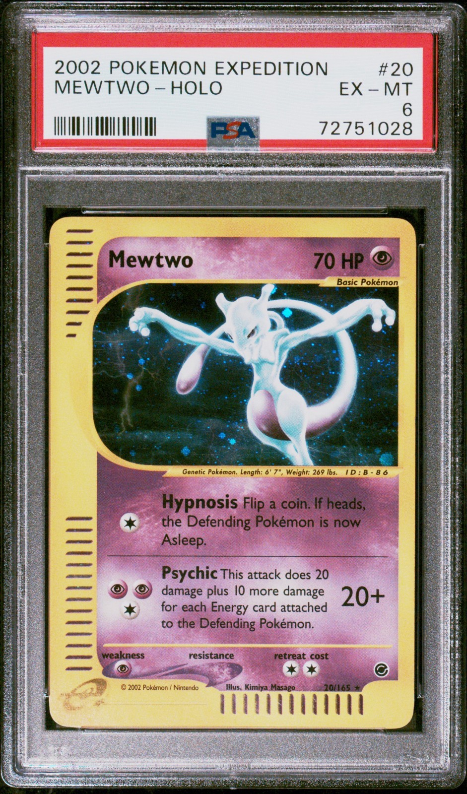 Pokemon Mewtwo Holo Expedition 20/165 PSA 6 Pokemon Mewtwo Holo Expedition 20/165 PSA 6