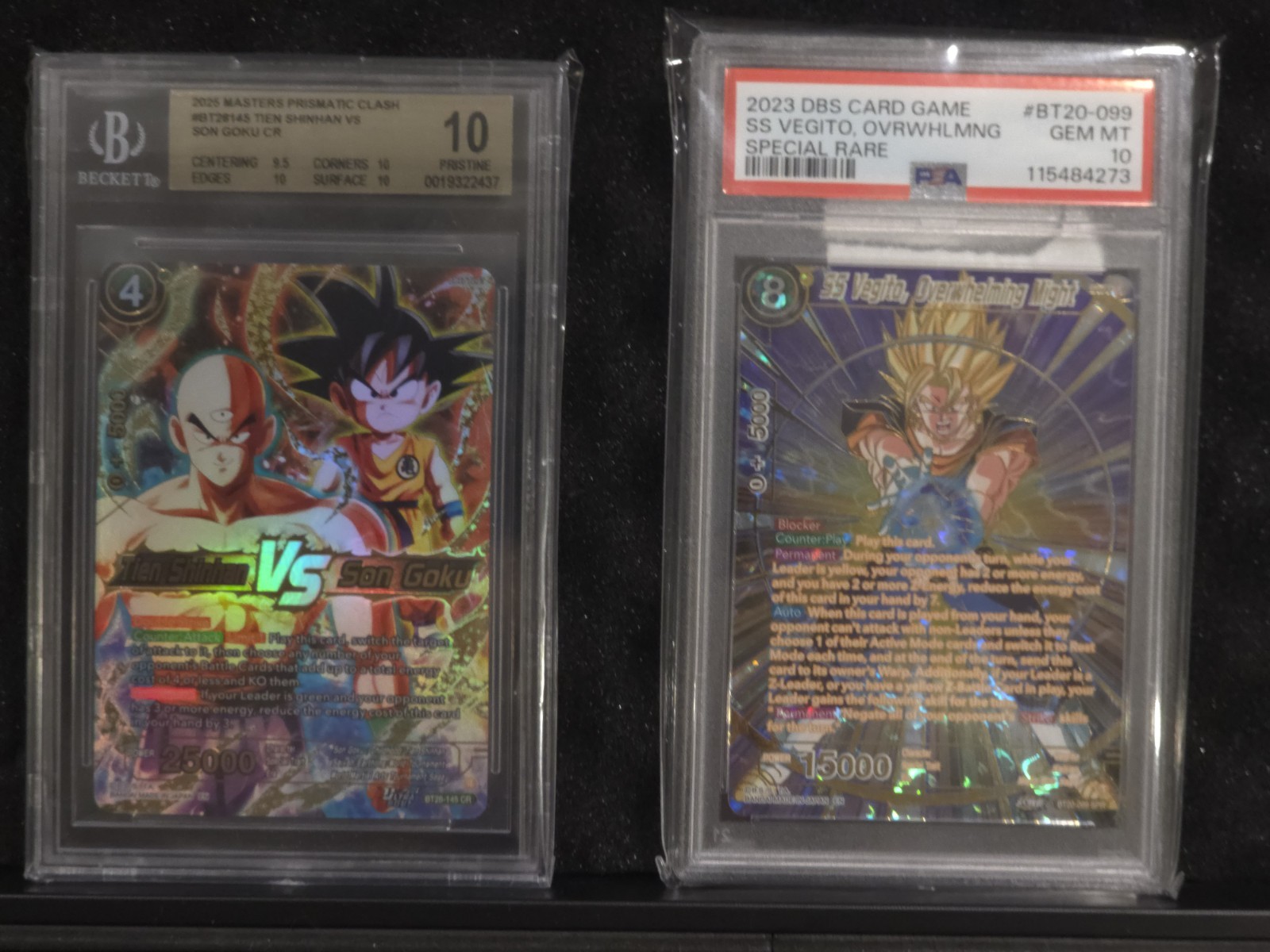 Beckett 10 And Psa 10 Dragon Ball Set Tenshinhan Vs Goku / Ss Vegito Overwhelmin Beckett 10 And Psa 10 Dragon Ball Set Tenshinhan Vs Goku / Ss Vegito Overwhelmin