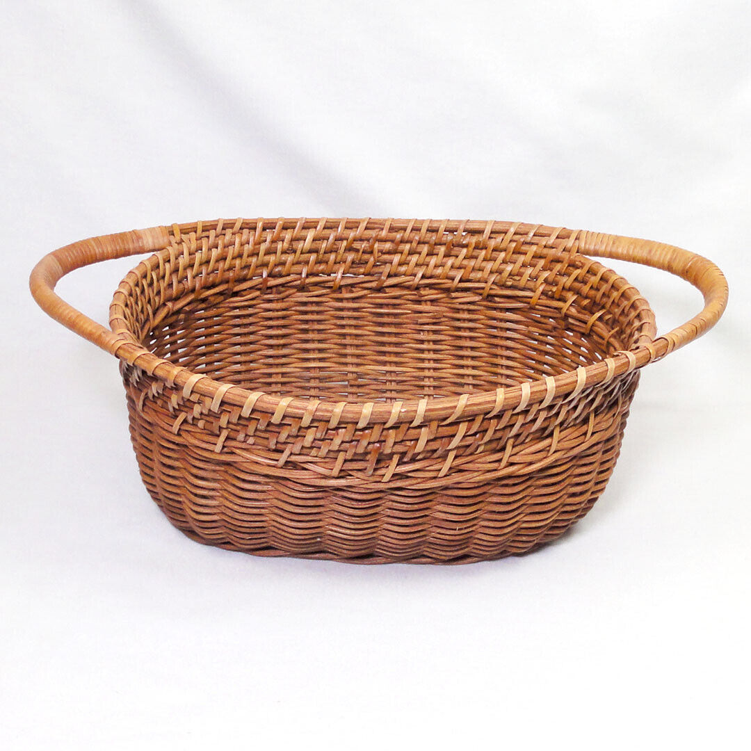 Vintage Wicker 2 Handles Gathering Basket Egg Harvest Farmhouse Kitchen 13\