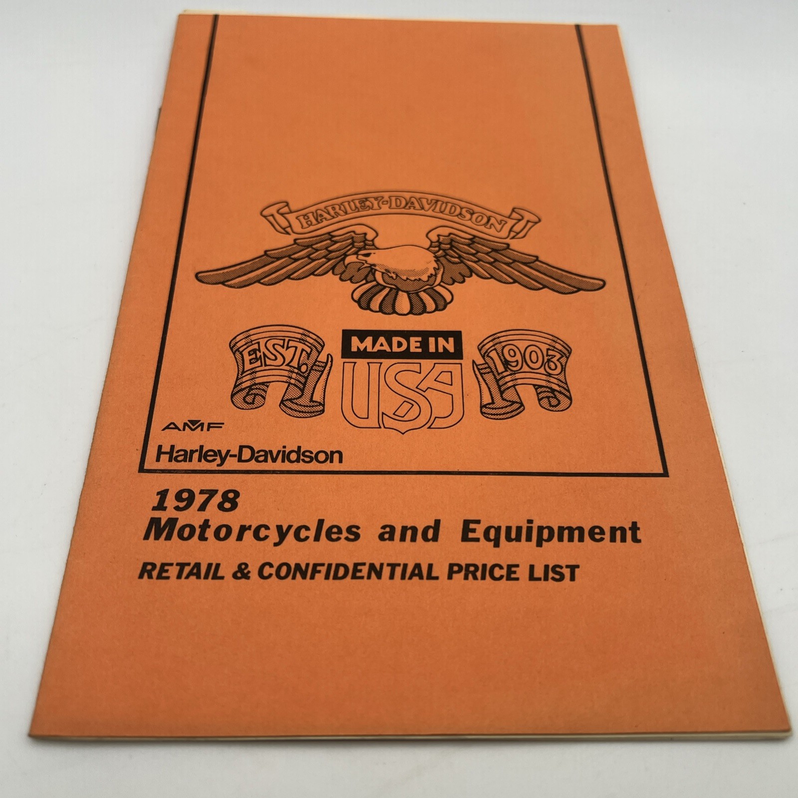 Harley-Davidson 1978 Retail & Confidential Motorcycle Equipment Price List Vtg