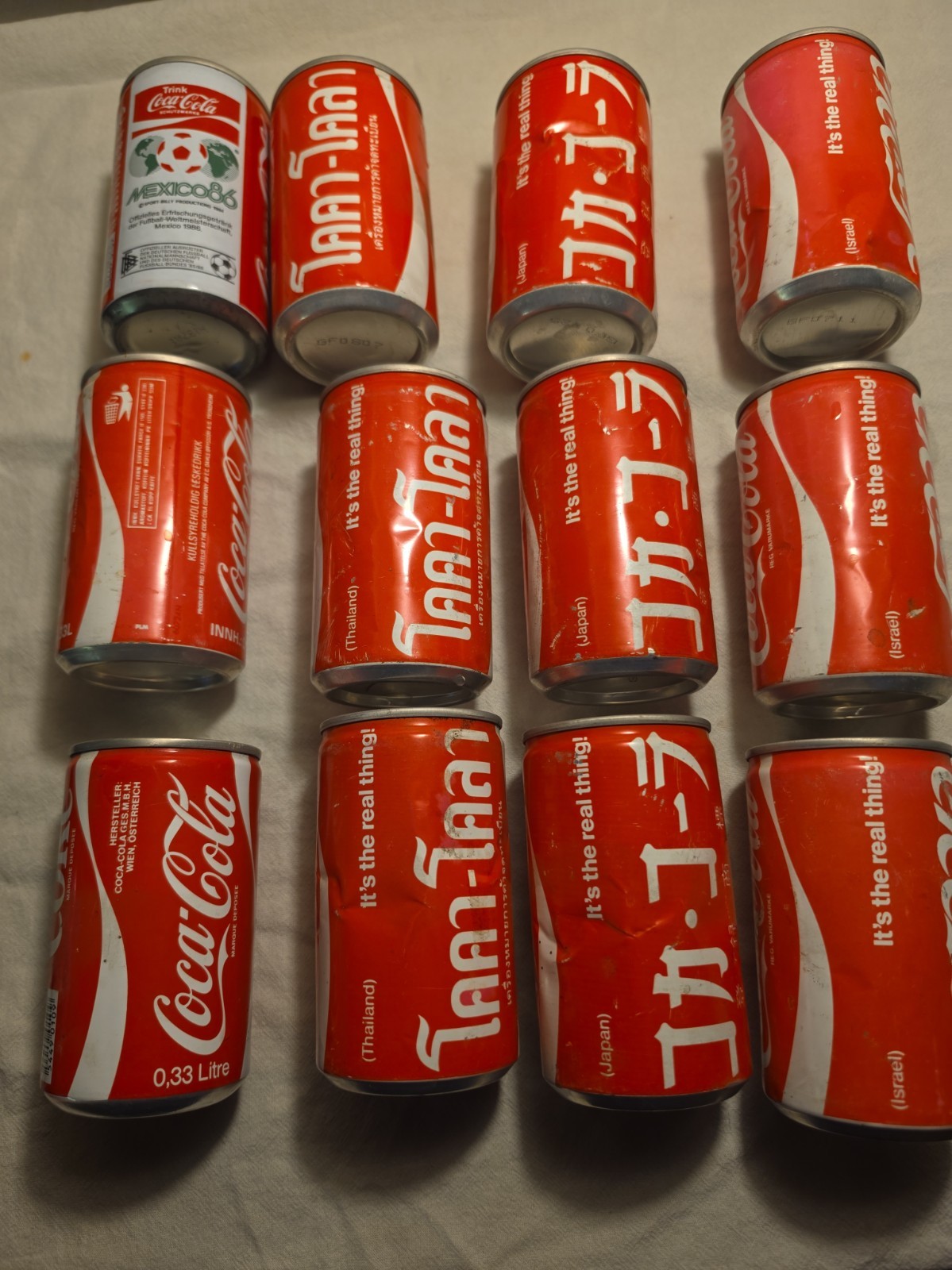 EMPTY rare Coca-Cola cans Set Israel, Japan, Thailand, Mexico Ect from the 80's EMPTY rare Coca-Cola cans Set Israel, Japan, Thailand, Mexico Ect from the 80's