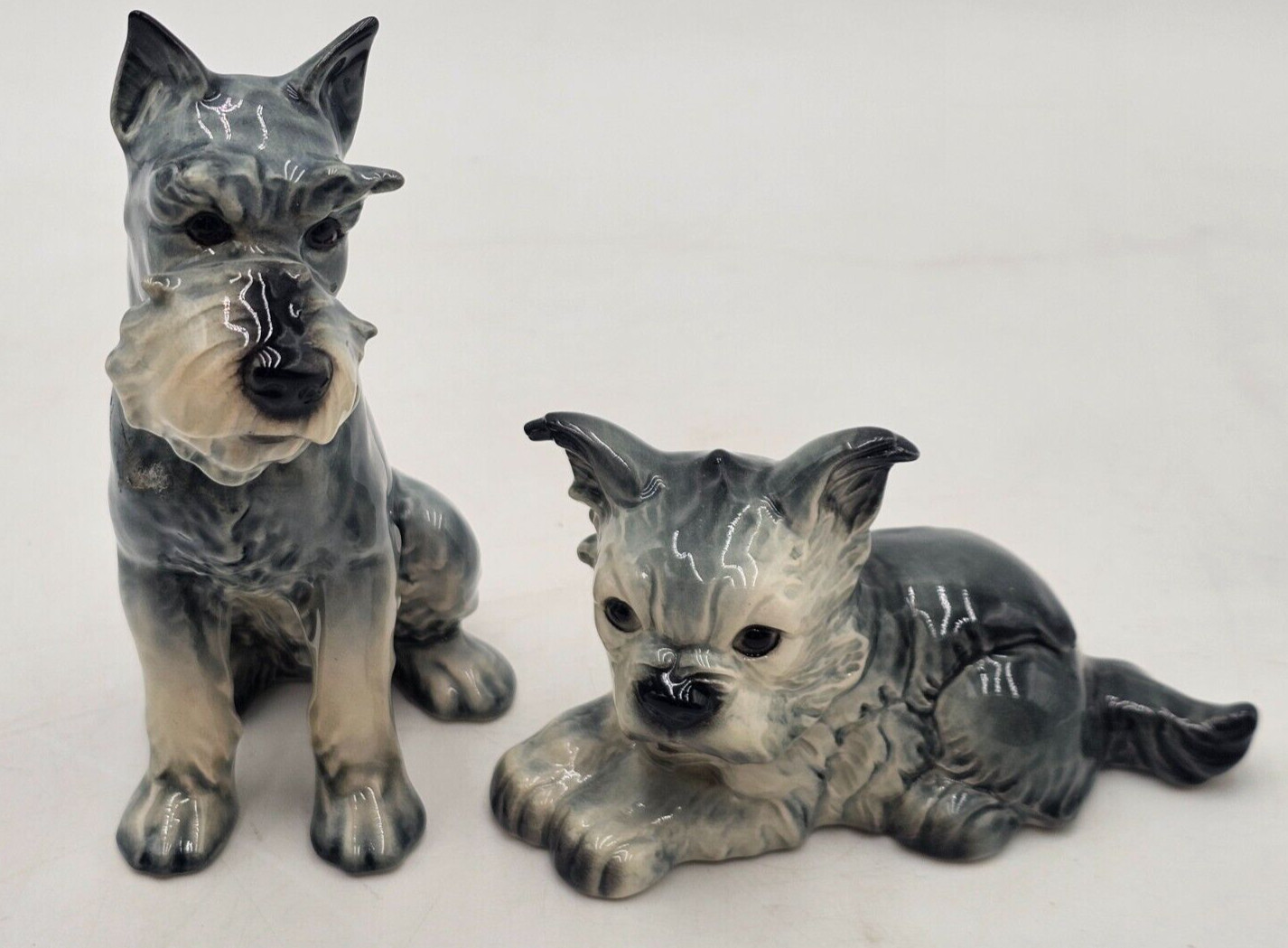 Goebel Dog Schnauzer Fox Terrier, Grey Schnauzer Dog West Germany - SIGNED
