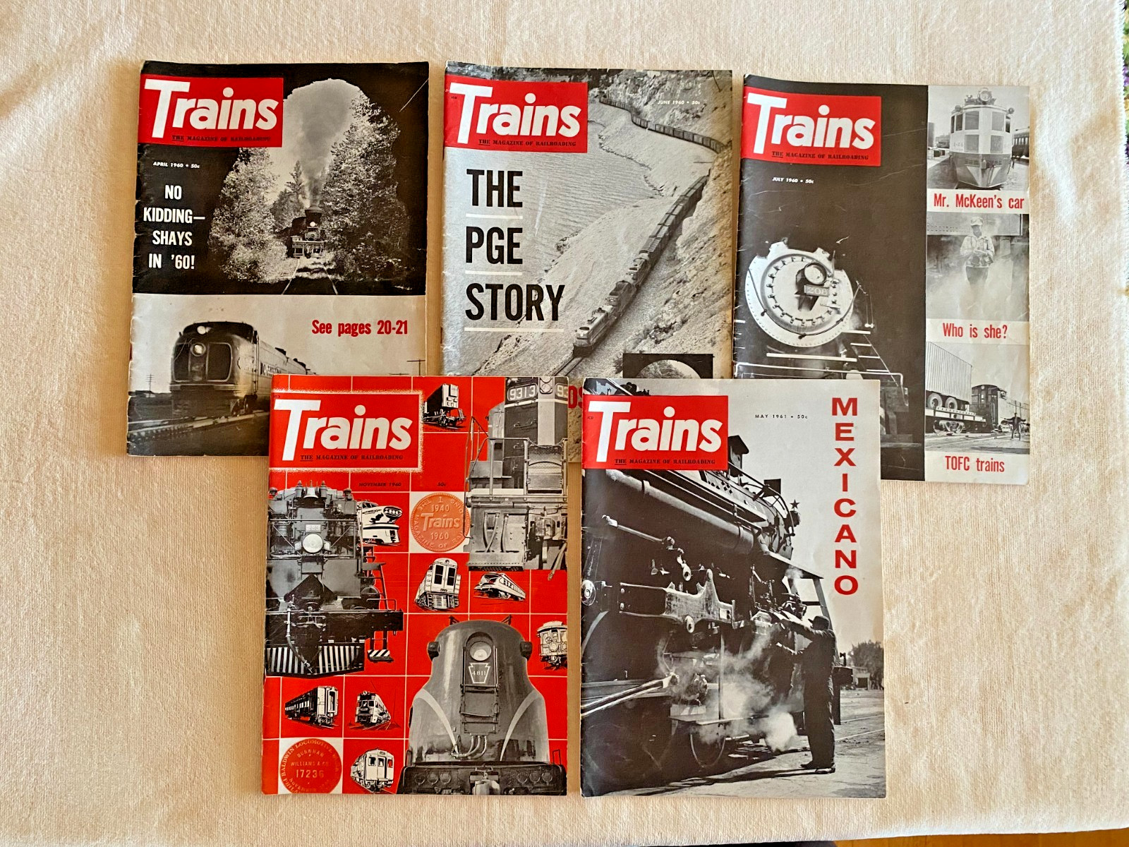 5 Vintage TRAINS collectible magazines, 1960-1961, steam&diesel RR history, good 5 Vintage TRAINS collectible magazines, 1960-1961, steam&diesel RR history, good